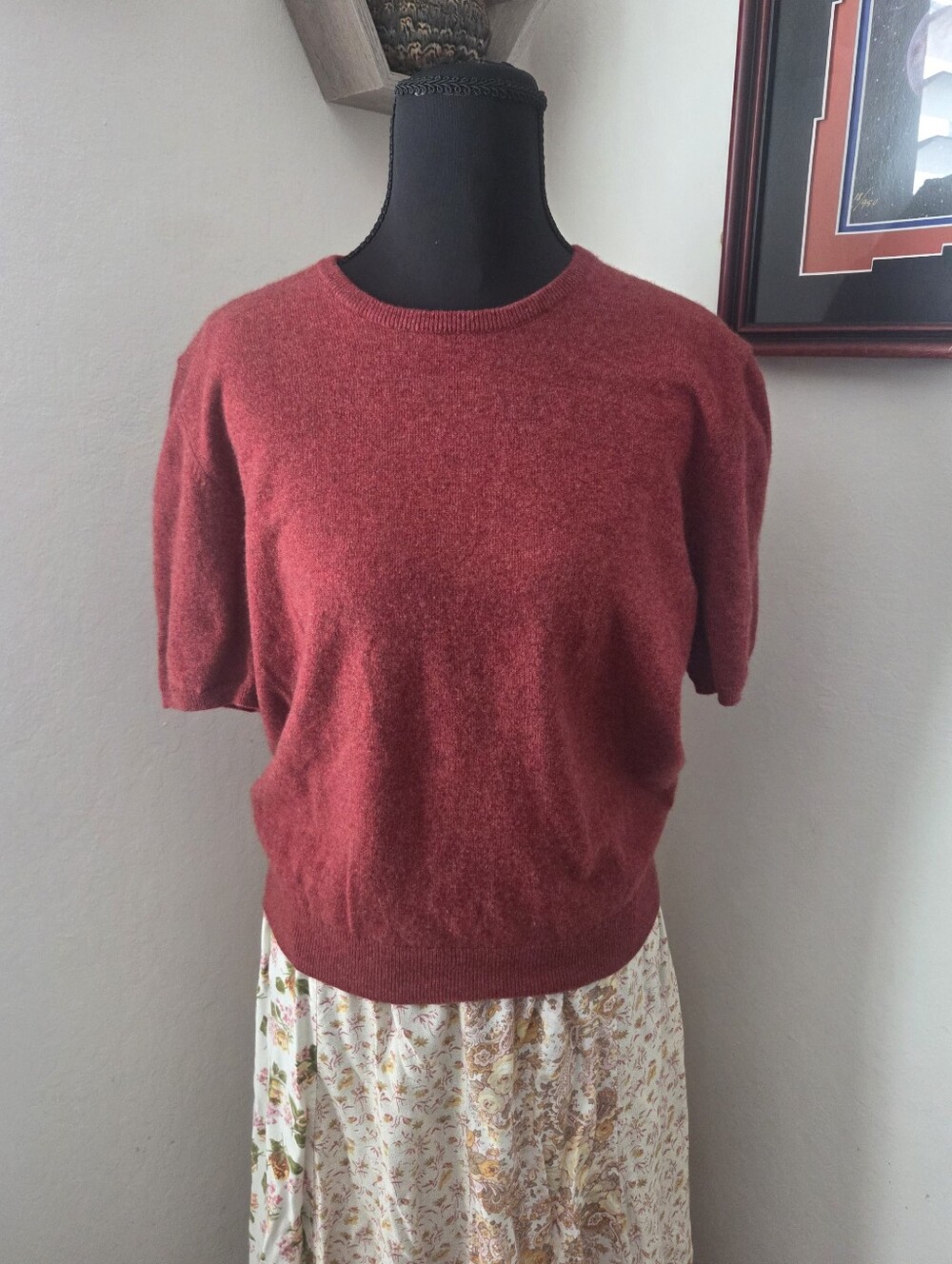 TSE Womens Short Sleeve 100% Cashmere Short Sleeve Red Sweater Fall Minimalist L